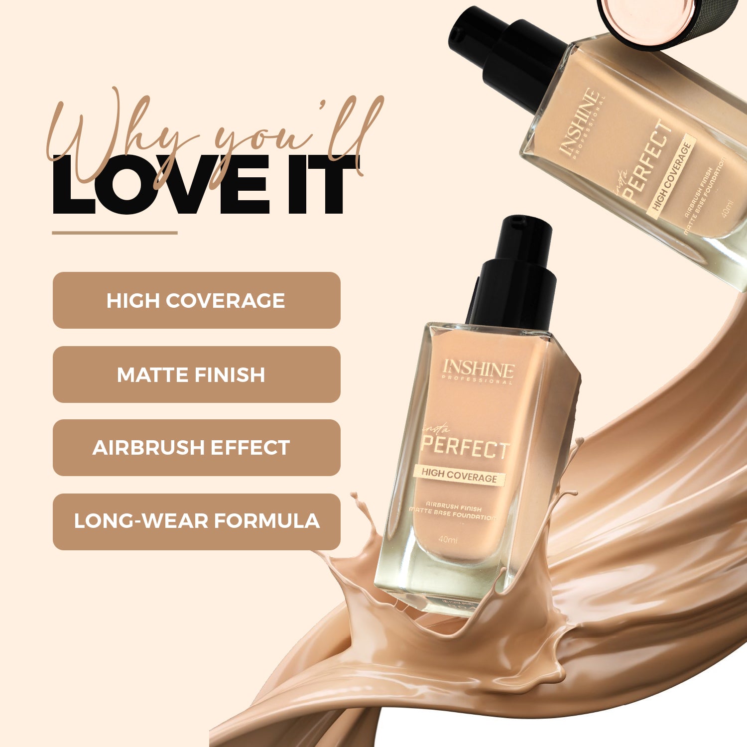 Insta Perfect High Coverage Airbrush Finish Matte Base Foundation