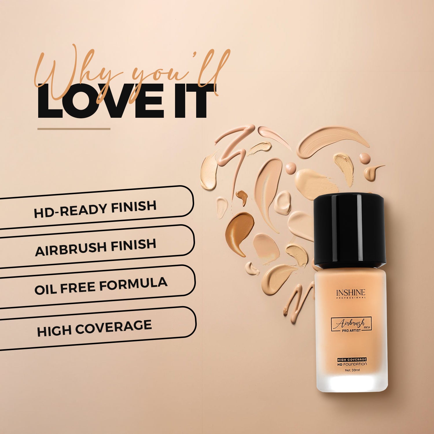 Airbrush Finish Pro Artist High Coverage HD Foundation